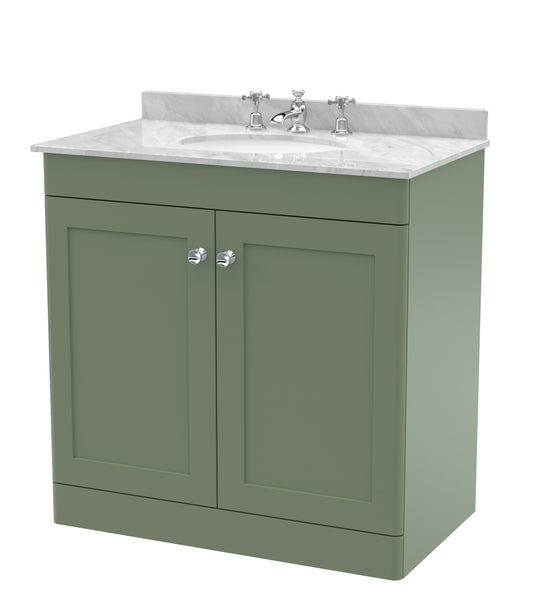 NUIE 800mm Floor Standing 2 Door Vanity & Marble Top 3TH