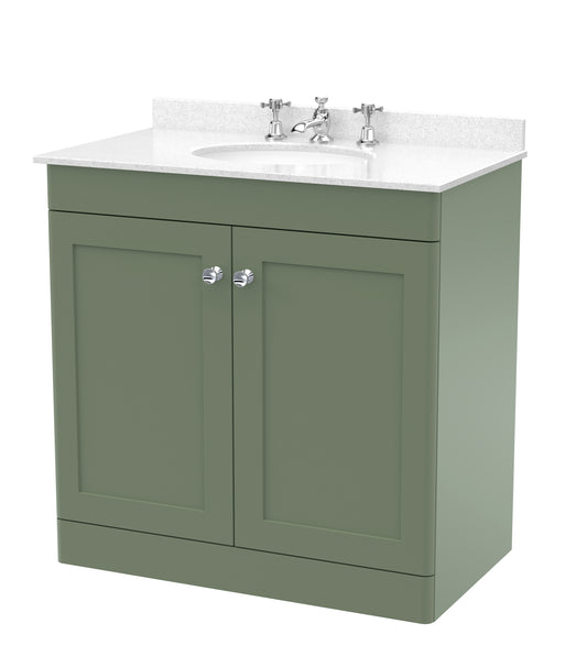 NUIE 800mm Floor Standing 2 Door Vanity & Marble Top 3TH