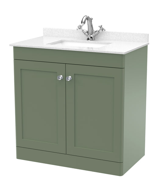 NUIE 800mm Floor Standing 2 Door Vanity & Marble Top 1TH