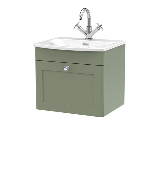 NUIE 500mm Wall Hung 1-Drawer Unit & Curved Basin