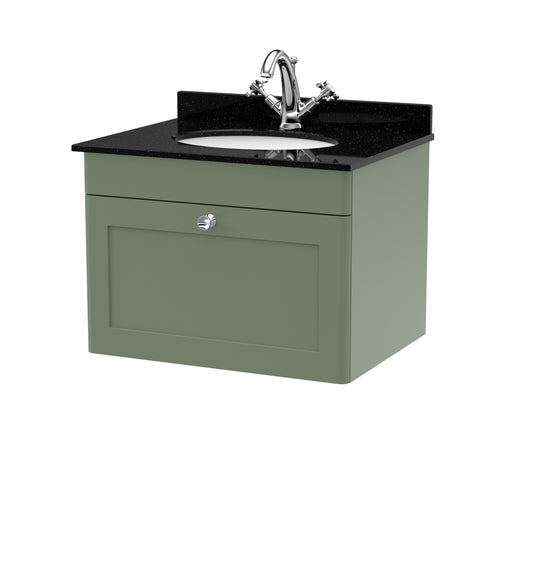 NUIE 600mm Wall Hung 1 Drawer Vanity & Marble Top 1TH