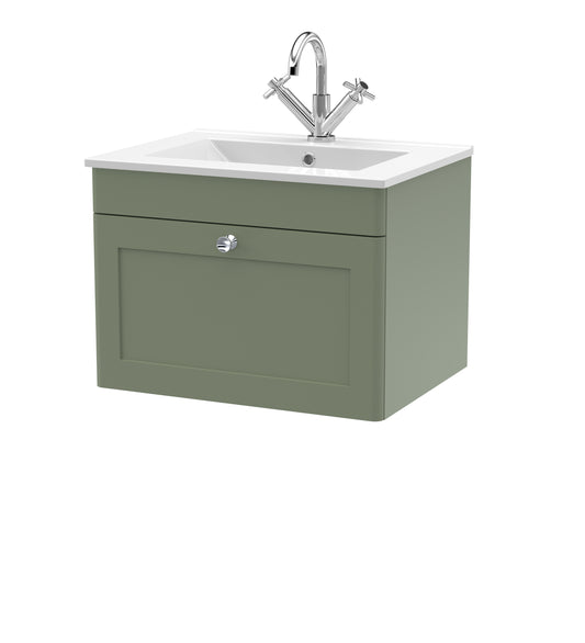 NUIE 600mm Wall Hung 1-Drawer Vanity with Basin - 1 Tap Hole