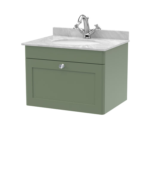 NUIE 600mm Wall Hung 1 Drawer Vanity & Marble Top 1TH