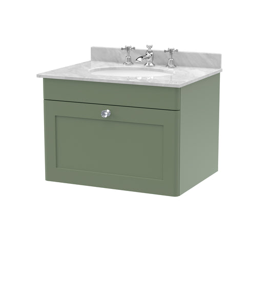 NUIE 600mm Wall Hung 1 Drawer Vanity & Marble Top 3TH
