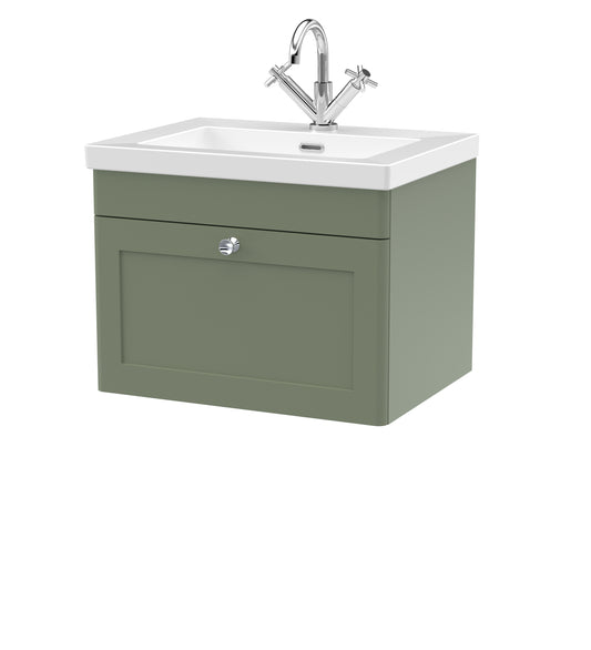 NUIE 600mm Wall Hung 1-Drawer Vanity with Basin - 1 Tap Hole