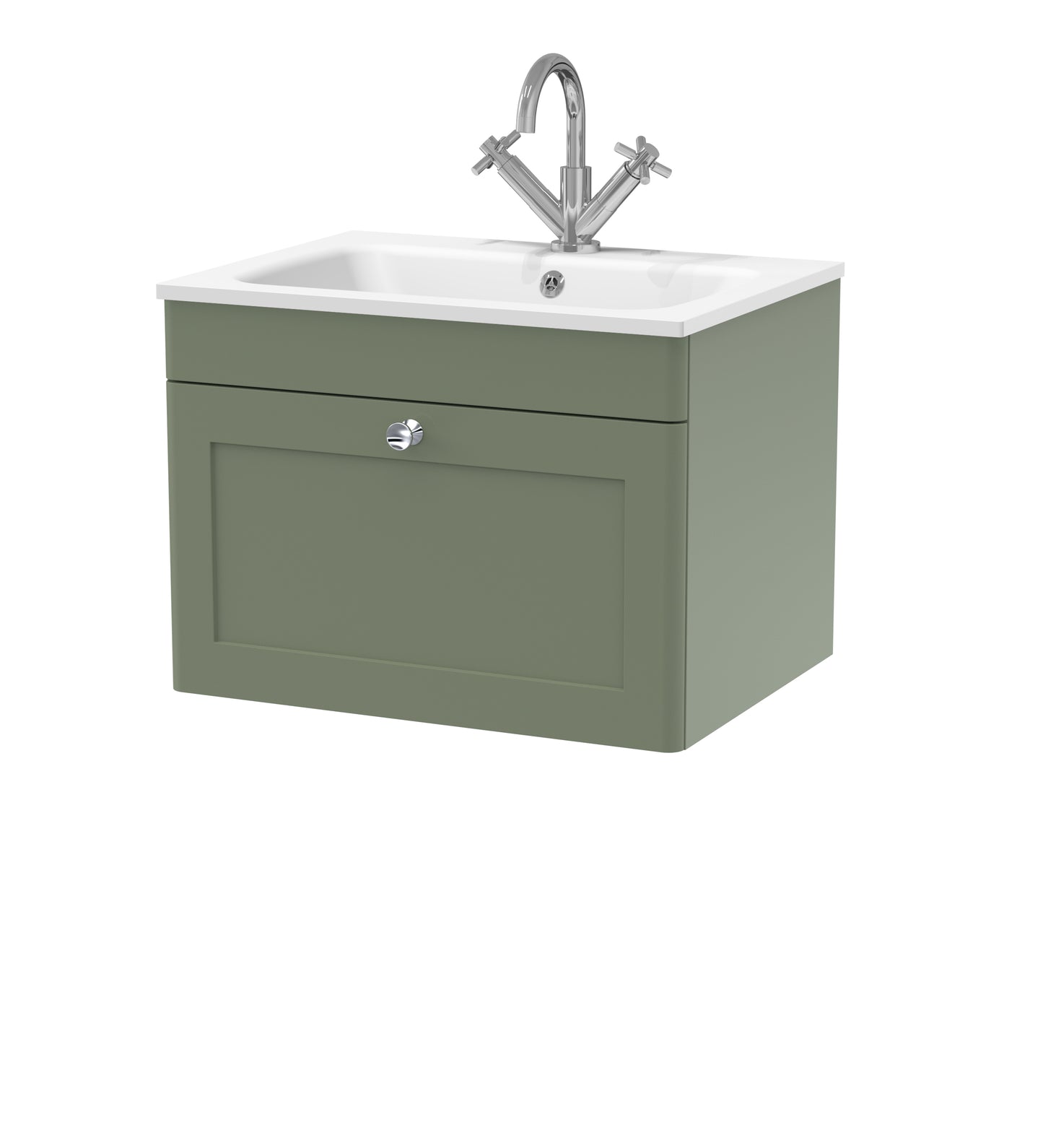 NUIE 600mm Wall Hung 1-Drawer Unit & Stone Basin 1TH