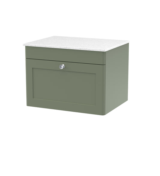 NUIE 600mm Wall Hung 1-Drawer Vanity with Marble Top