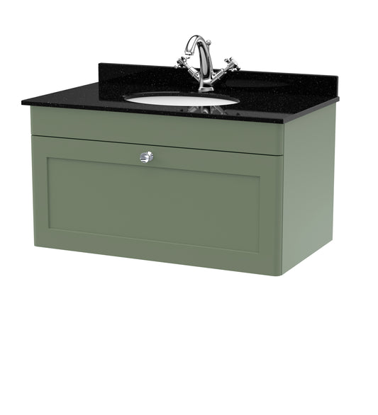 NUIE 800mm Wall Hung 1 Drawer Vanity & Marble Top 1TH