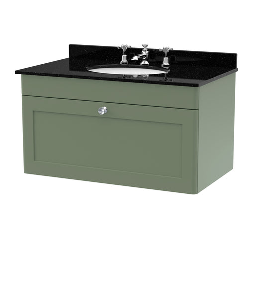NUIE 800mm Wall Hung 1 Drawer Vanity & Marble Top 3TH