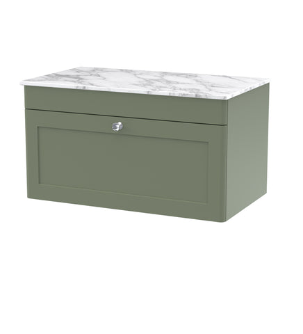 NUIE 800mm Wall Hung Single Drawer Vanity with Marble Top