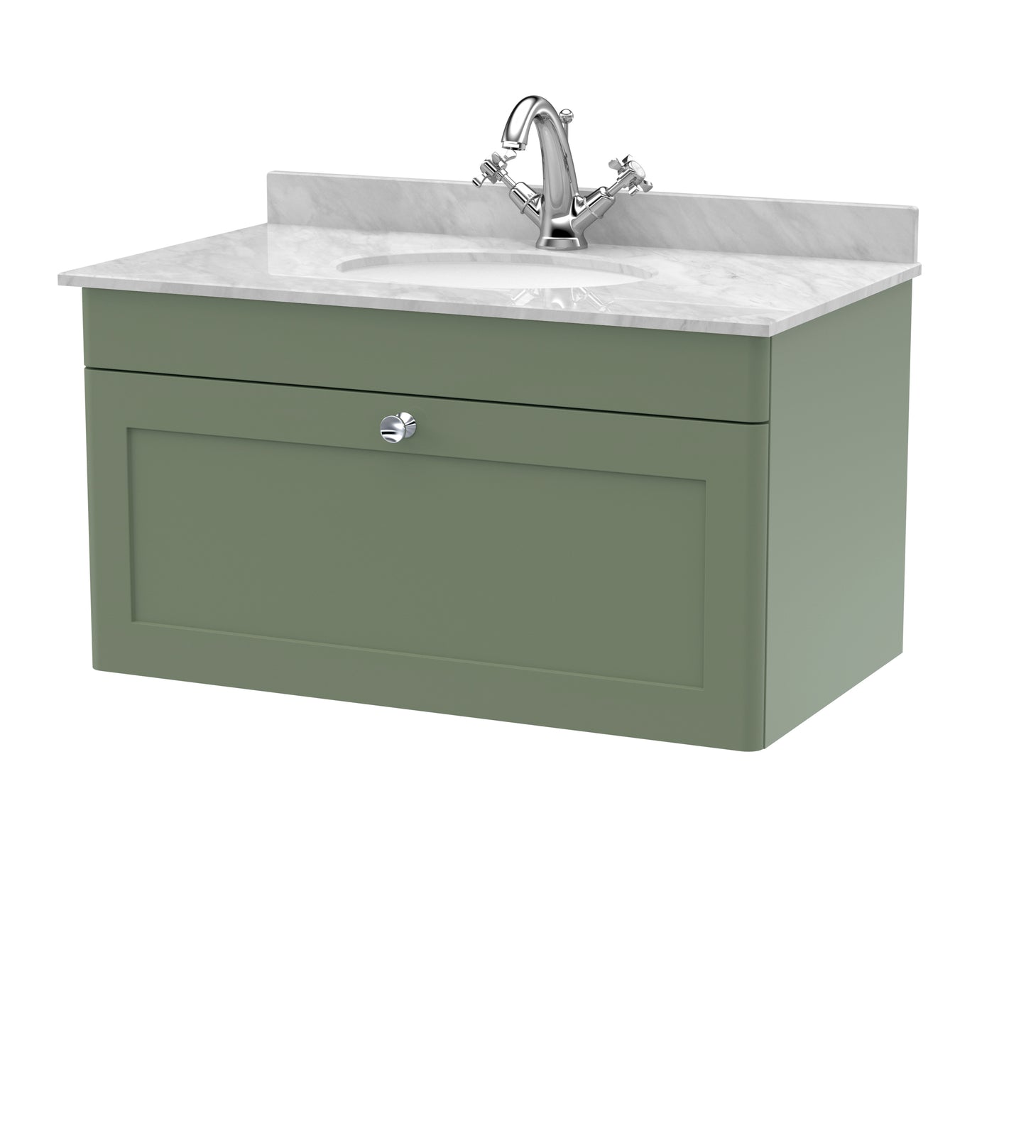 NUIE 800mm Wall Hung 1 Drawer Vanity & Marble Top 1TH