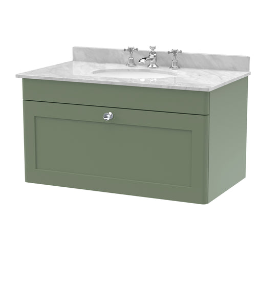 NUIE 800mm Wall Hung 1 Drawer Vanity & Marble Top 3TH