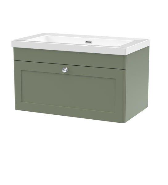NUIE 800mm Wall Hung Single Drawer Vanity with Basin - 0 Tap Hole