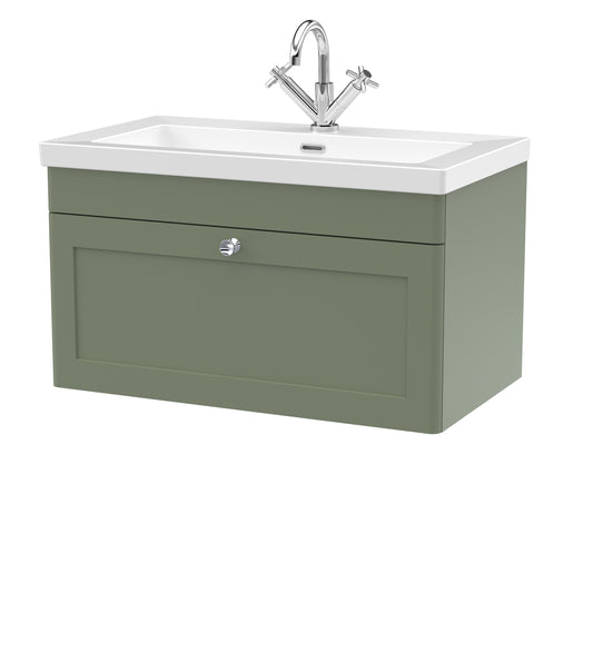 NUIE 800mm Wall Hung Single Drawer Vanity with Basin - 1 Tap Hole