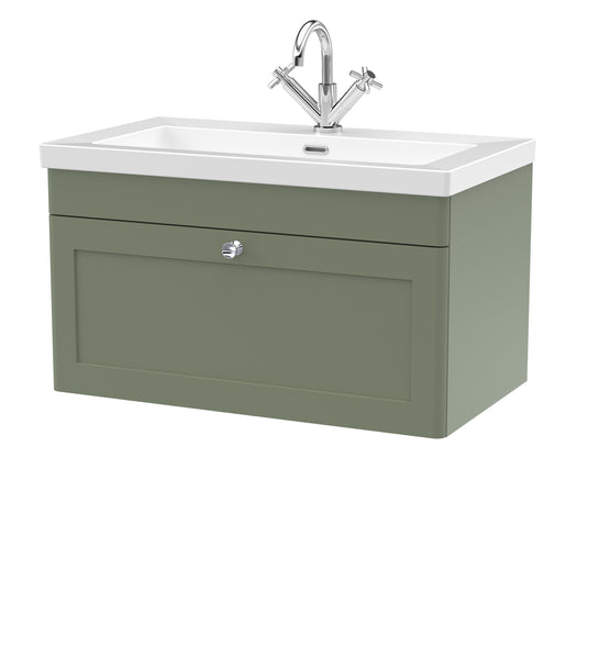 NUIE 800mm Wall Hung Single Drawer Vanity with Basin - 1 Tap Hole