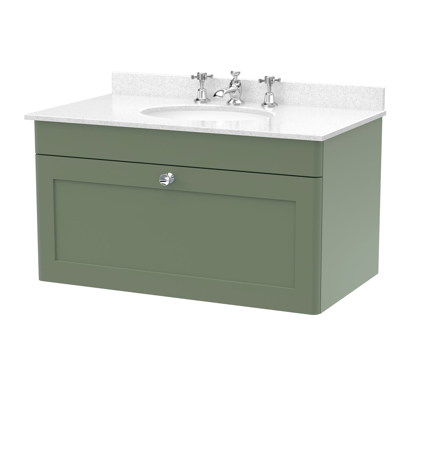 NUIE 800mm Wall Hung 1 Drawer Vanity & Marble Top 3TH