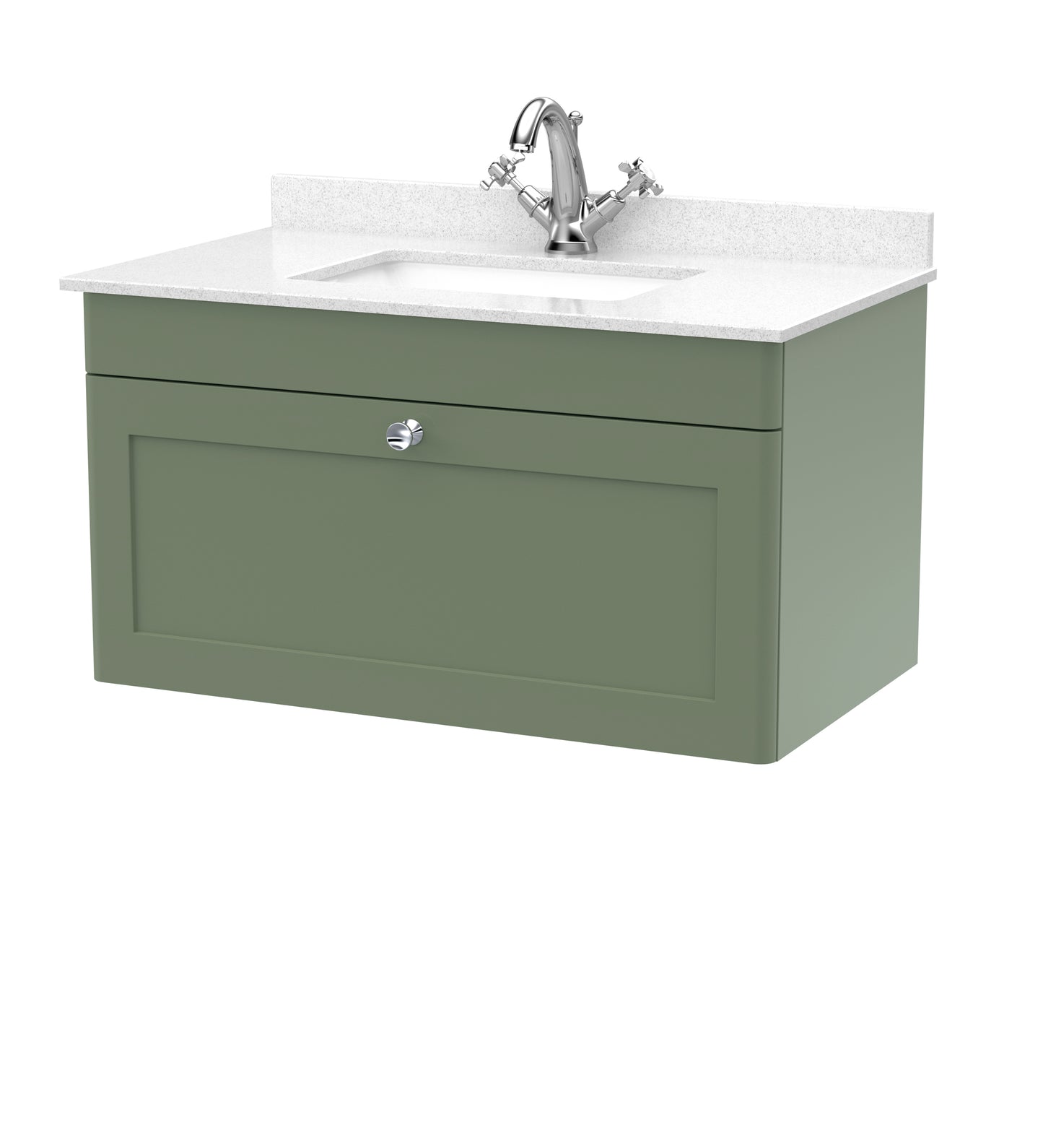 NUIE 800mm Wall Hung 1 Drawer Vanity & Marble Top 1TH