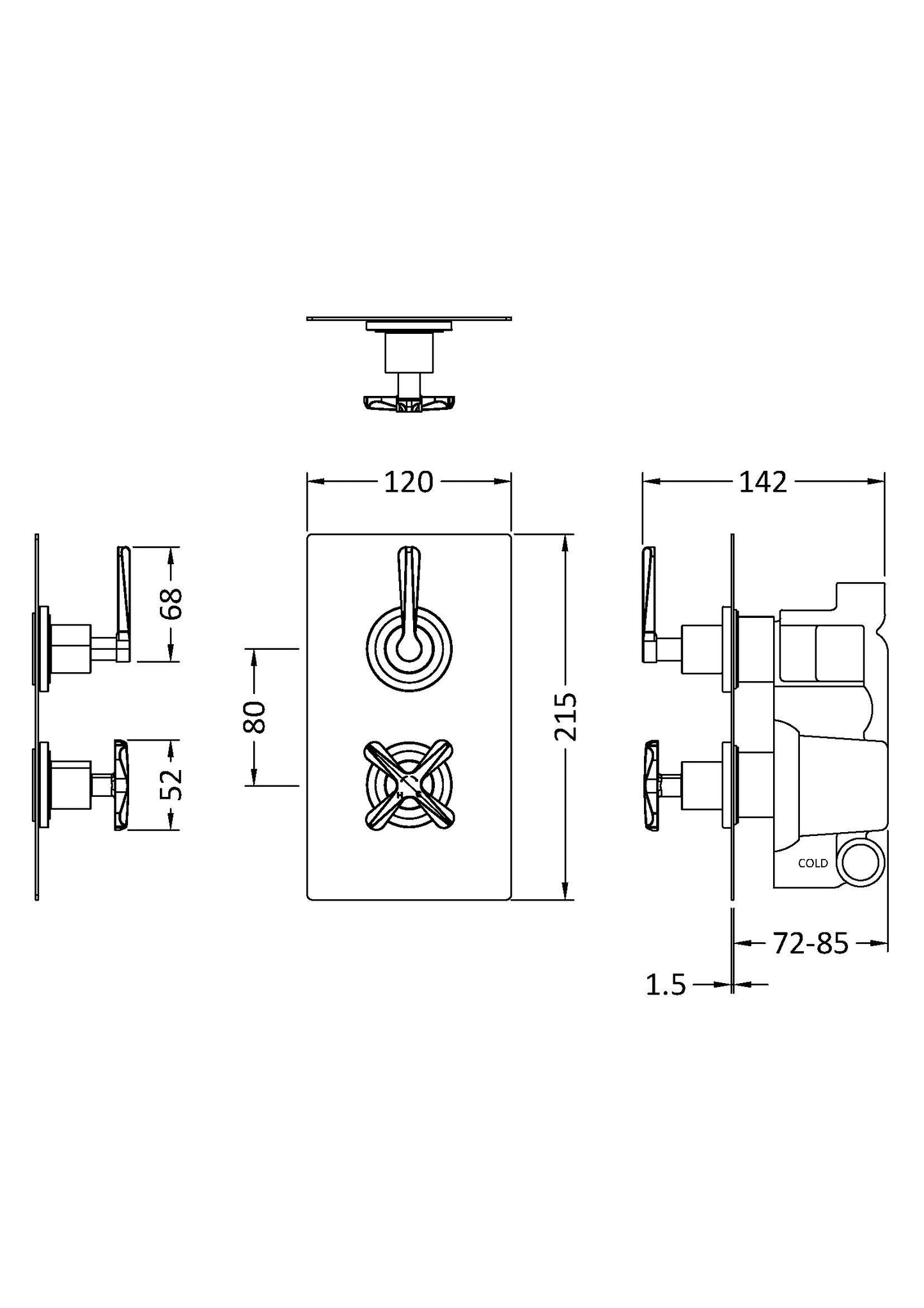 NUIE Twin Thermostatic Shower Valve With Diverter
