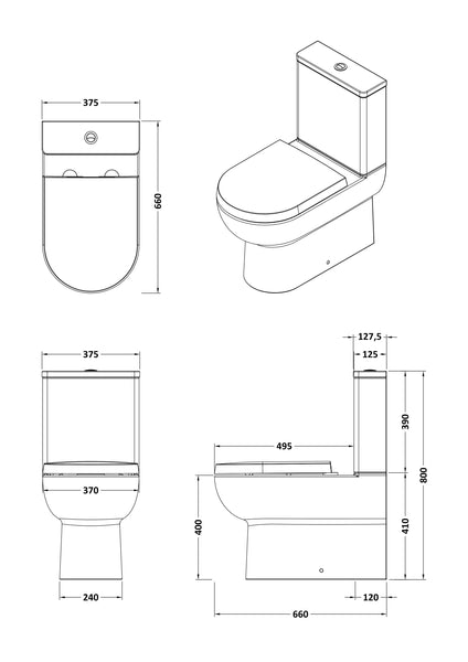 NUIE Flush to Wall Pan & Cistern