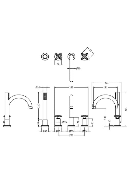 NUIE 4 Tap Hole Bath Mixer