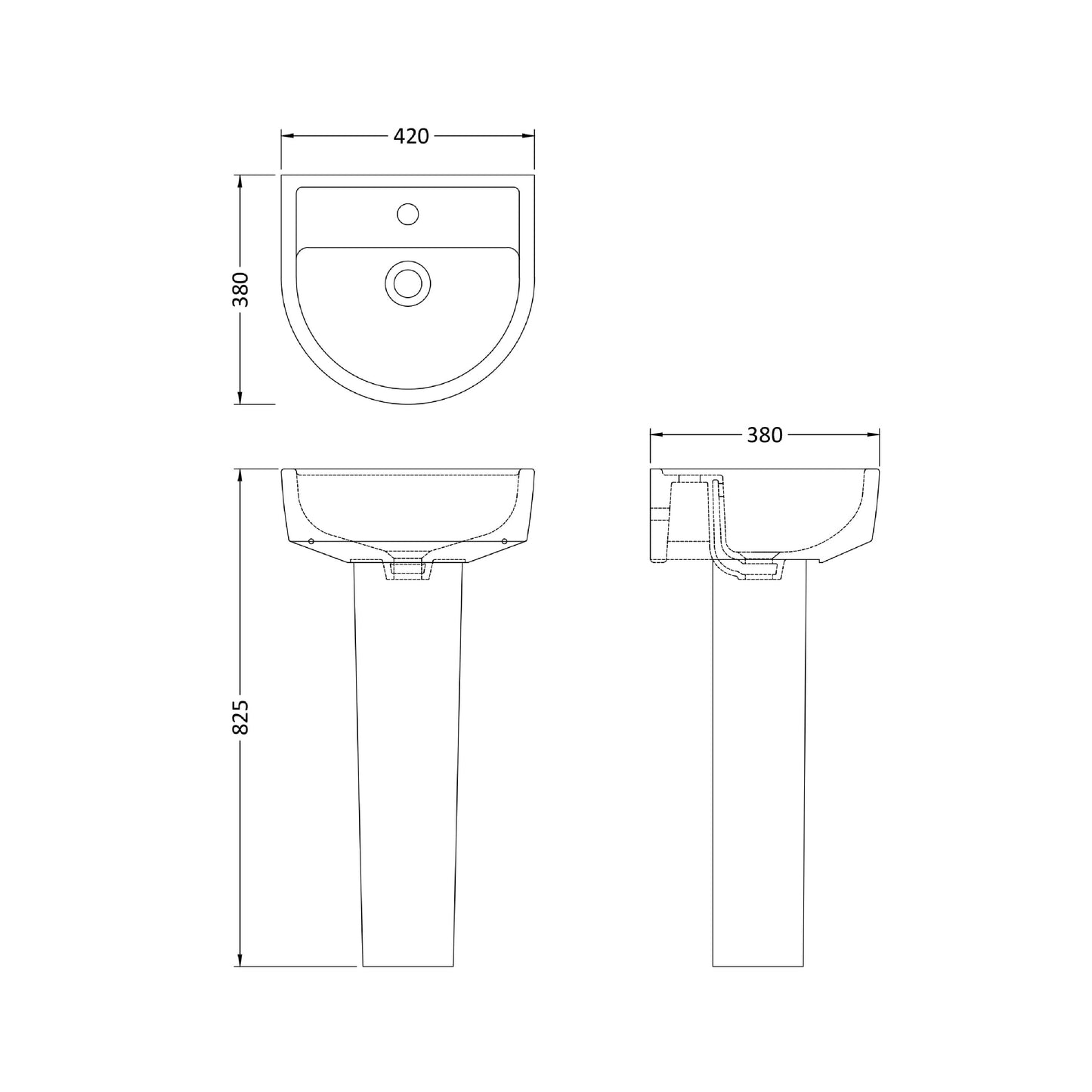 NUIE 420mm Basin & Pedestal