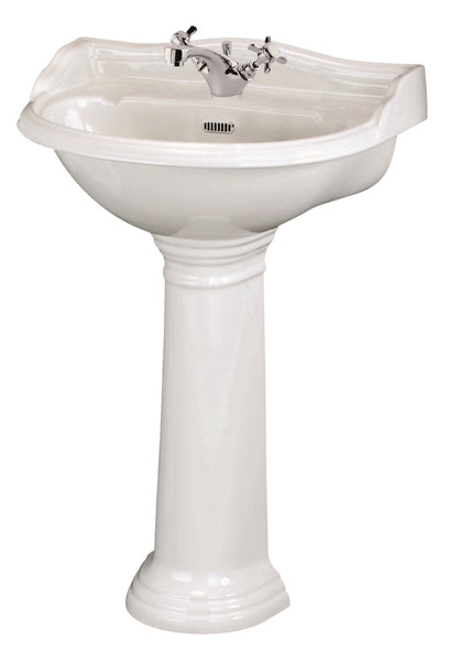 Hudson Reed 600mm Basin & Pedestal (1 Tap Hole)