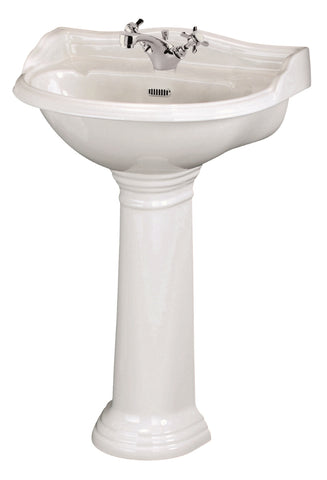 Hudson Reed 600mm Basin & Pedestal (1 Tap Hole)