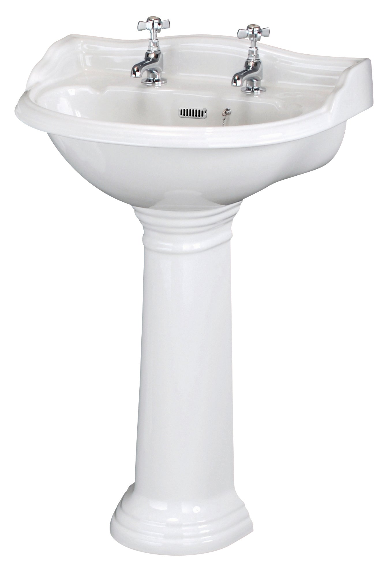 Hudson Reed 600mm Basin & Pedestal (2 Tap Hole)