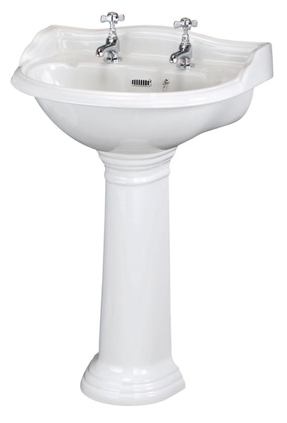 Hudson Reed 600mm Basin & Pedestal (2 Tap Hole)