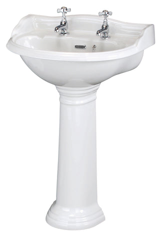 Hudson Reed 600mm Basin & Pedestal (2 Tap Hole)