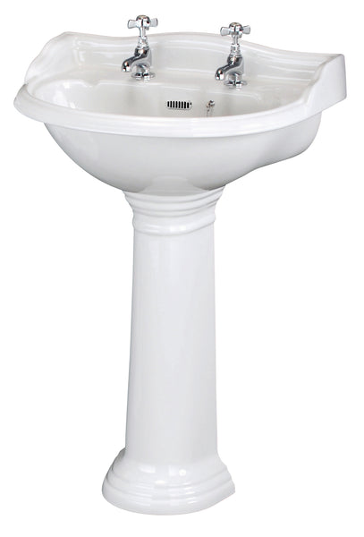 Hudson Reed 500mm Basin & Pedestal (2 Tap Hole)