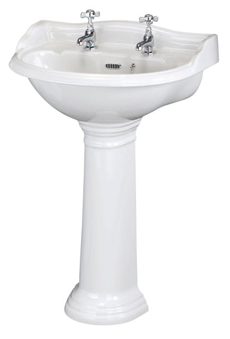 Hudson Reed 500mm Basin & Pedestal (2 Tap Hole)