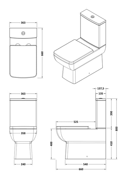 NUIE Flush to Wall Pan & Cistern