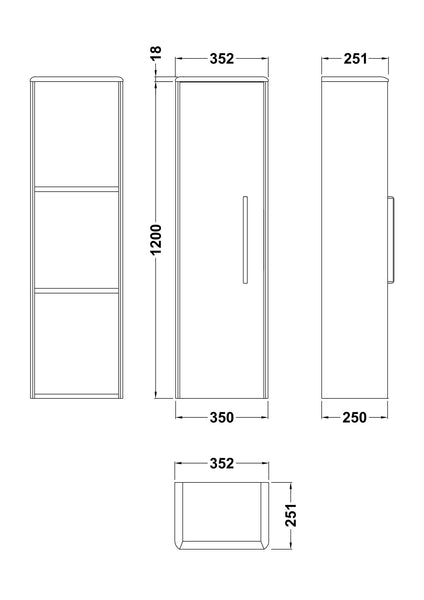 Hudson Reed Wall Hung 350mm Tall Unit