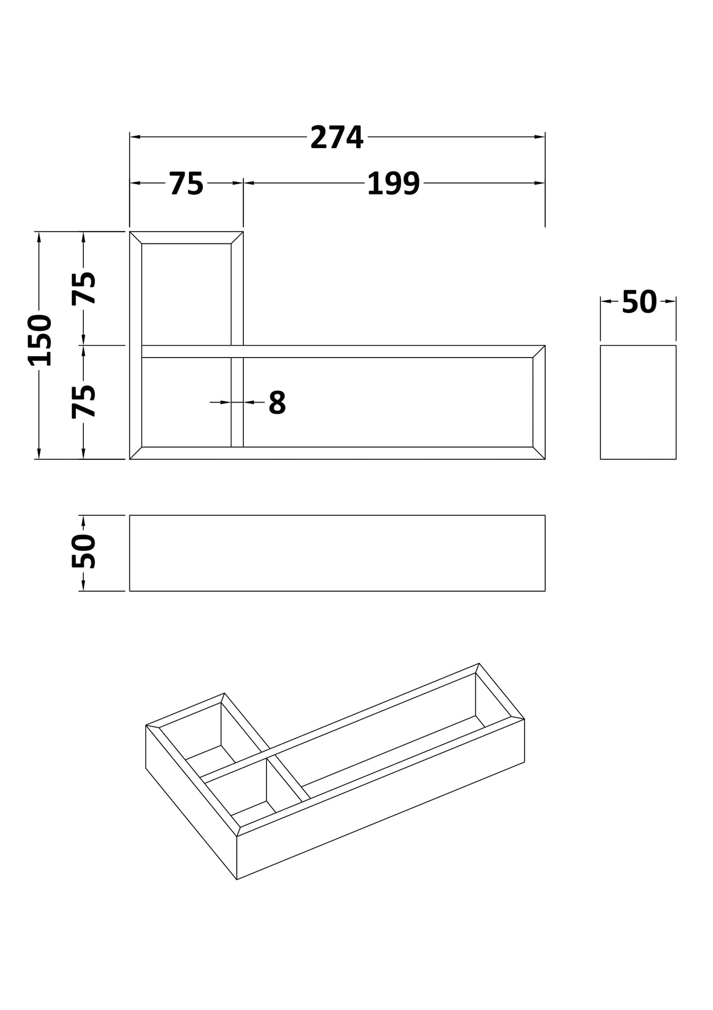 NUIE L-Shaped Bamboo Drawer Organiser