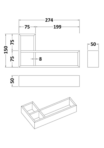 NUIE L-Shaped Bamboo Drawer Organiser