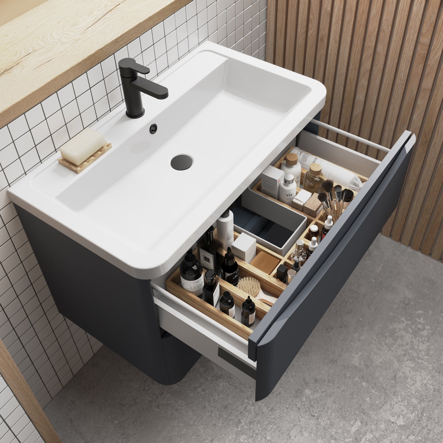 NUIE L-Shaped Bamboo Drawer Organiser