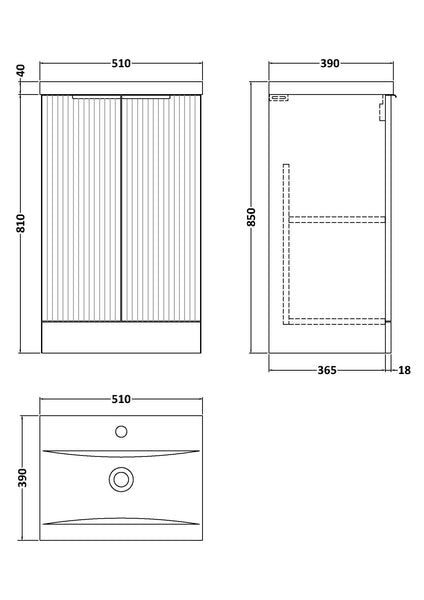 Hudson Reed 500mm Floor Standing 2 Door Vanity & Basin 1