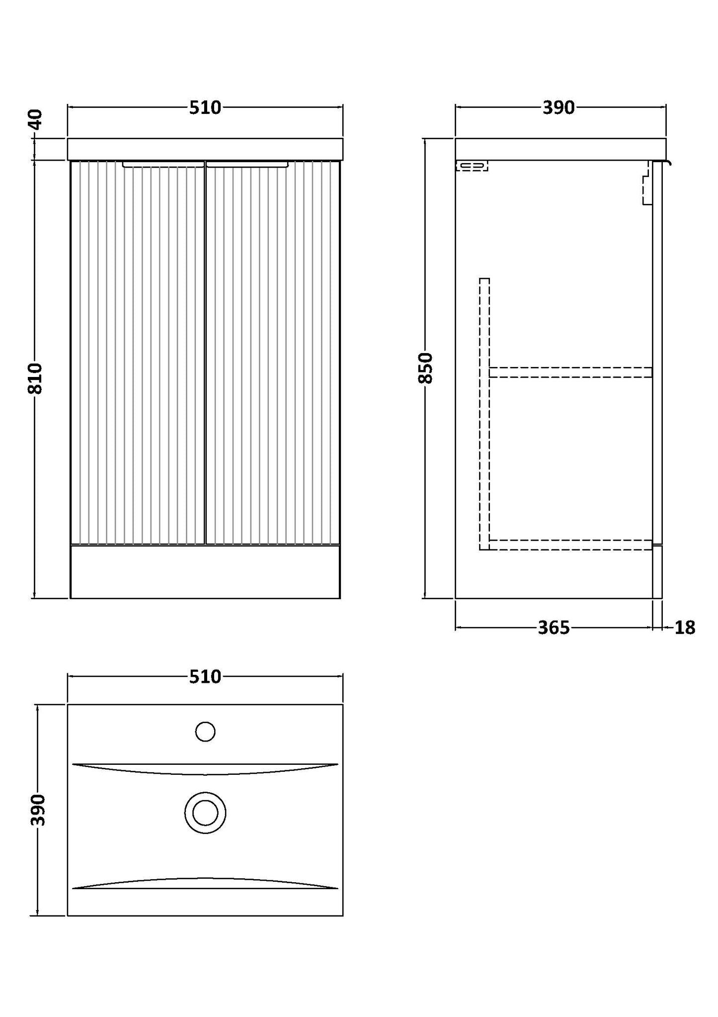 Hudson Reed 500mm Floor Standing 2 Door Vanity & Basin 1
