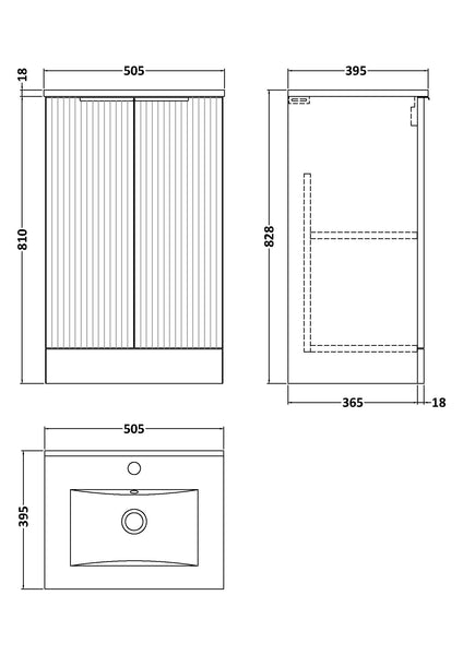 Hudson Reed 500mm Floor Standing 2 Door Vanity & Basin 2