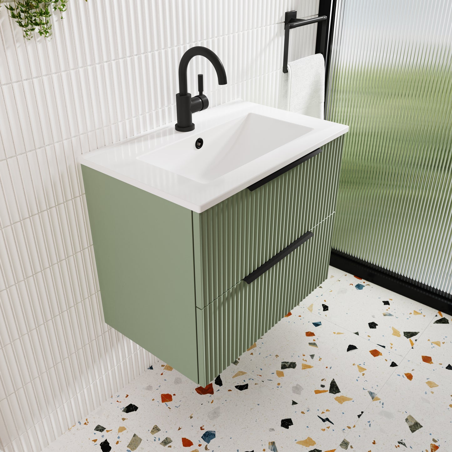 Hudson Reed 500mm Wall Hung 2 Drawer Vanity & Basin 2