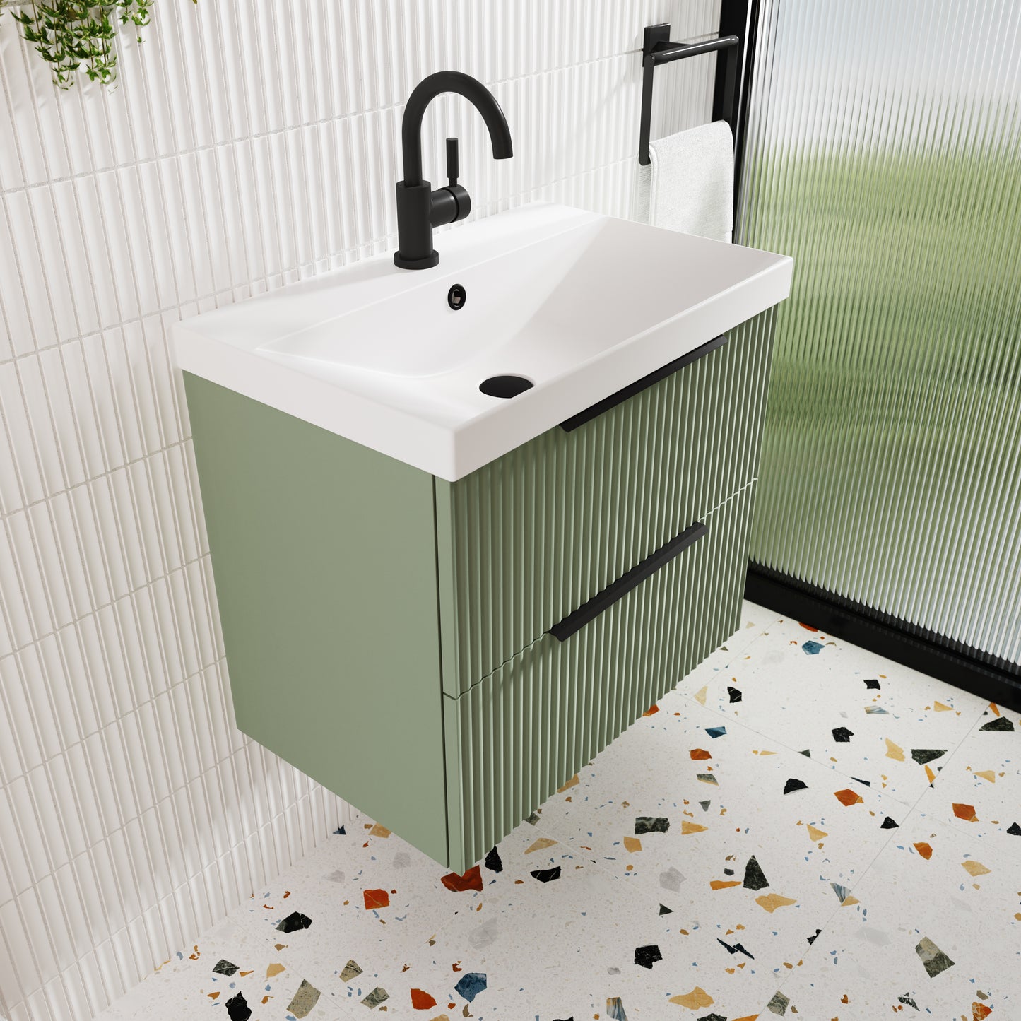 Hudson Reed 500mm Wall Hung 2 Drawer Vanity & Basin 3