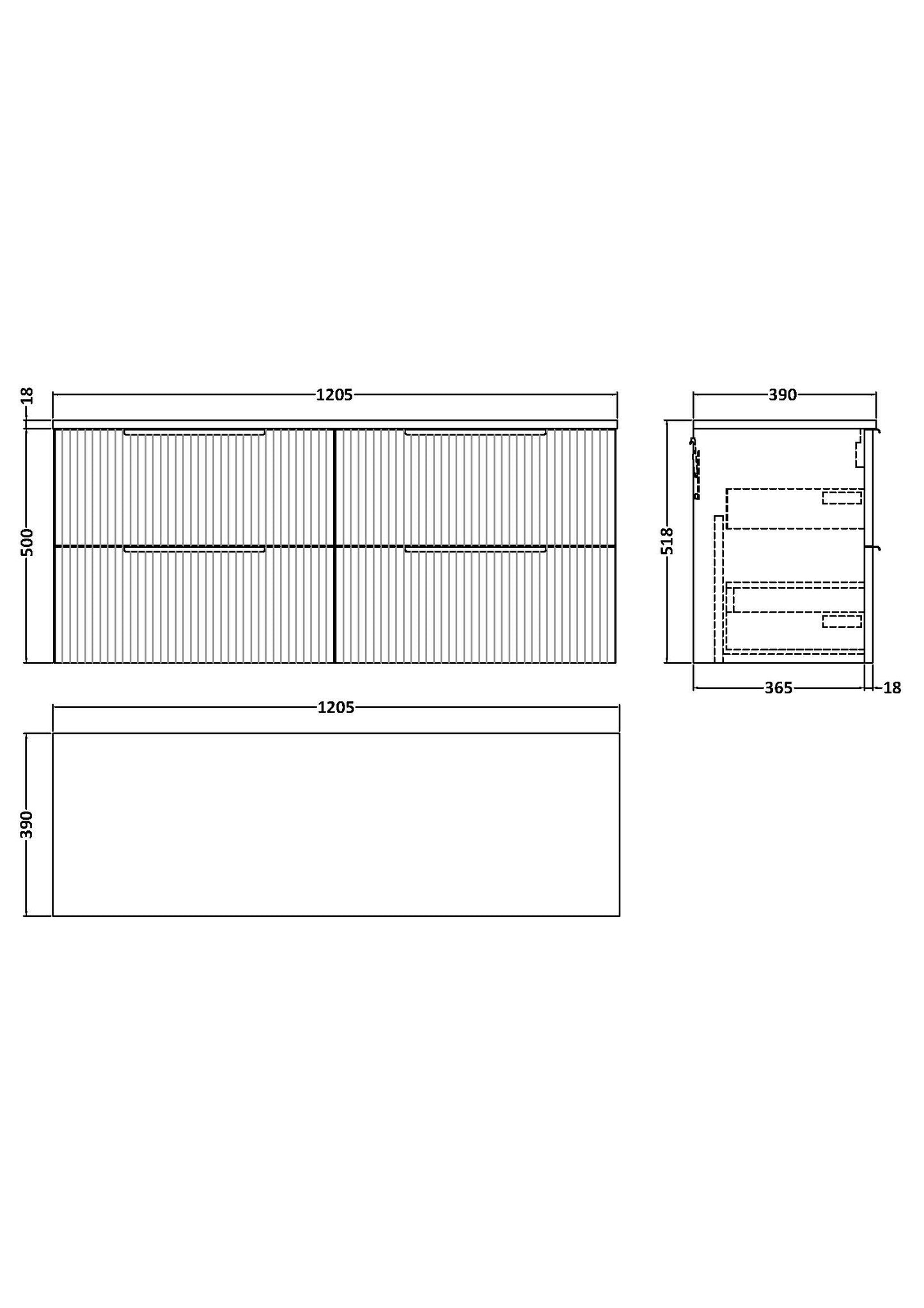Hudson Reed 1200mm Wall Hung 4 Drawer Vanity & Worktop