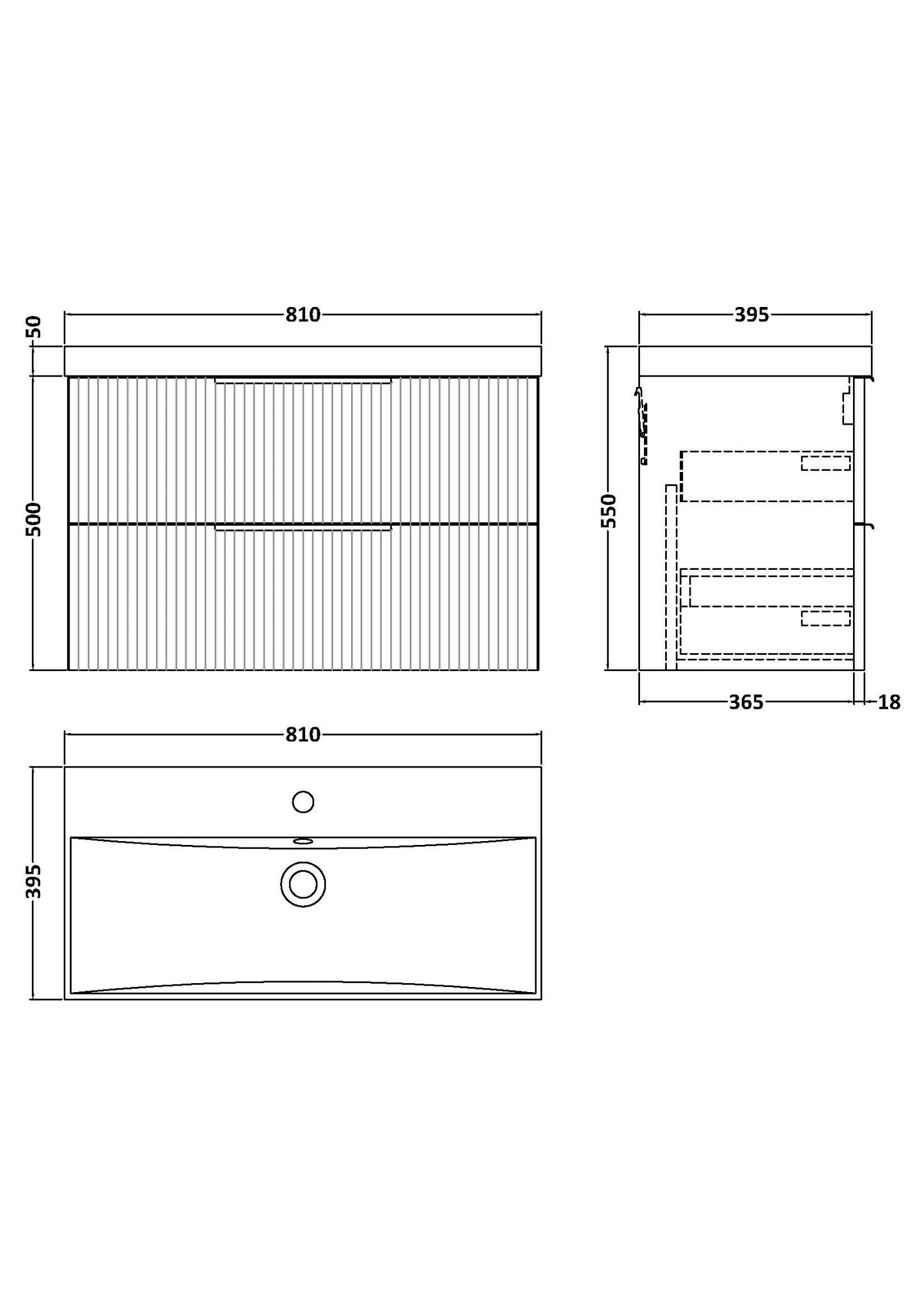 Hudson Reed 800mm Wall Hung 2 Drawer Vanity & Basin 3