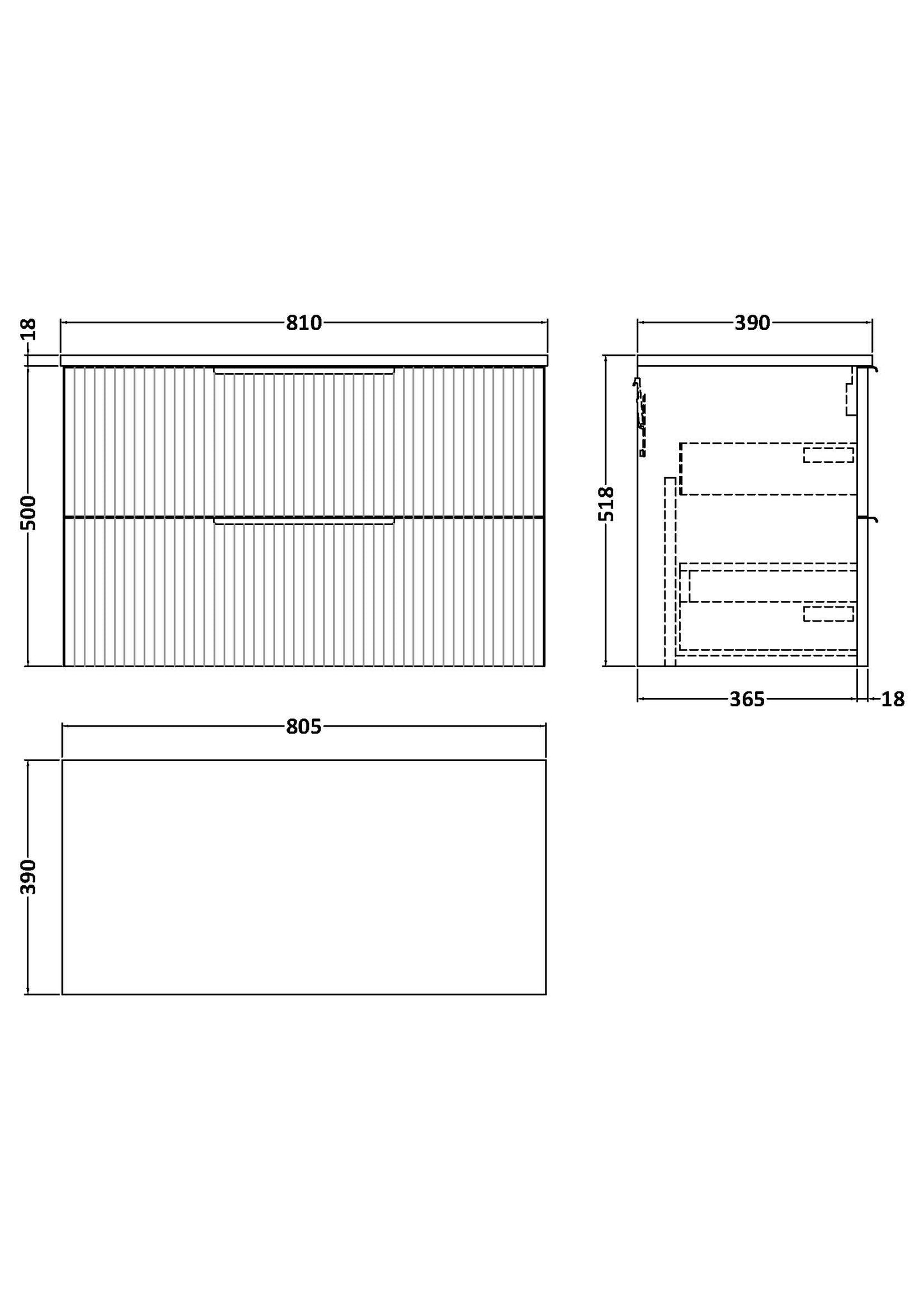 Hudson Reed 800mm Wall Hung 2 Drawer Vanity & Worktop