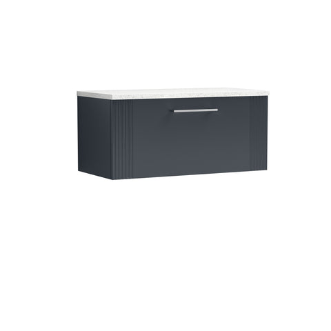 NUIE 800mm Wall Hung Single Drawer Vanity & Laminate Top