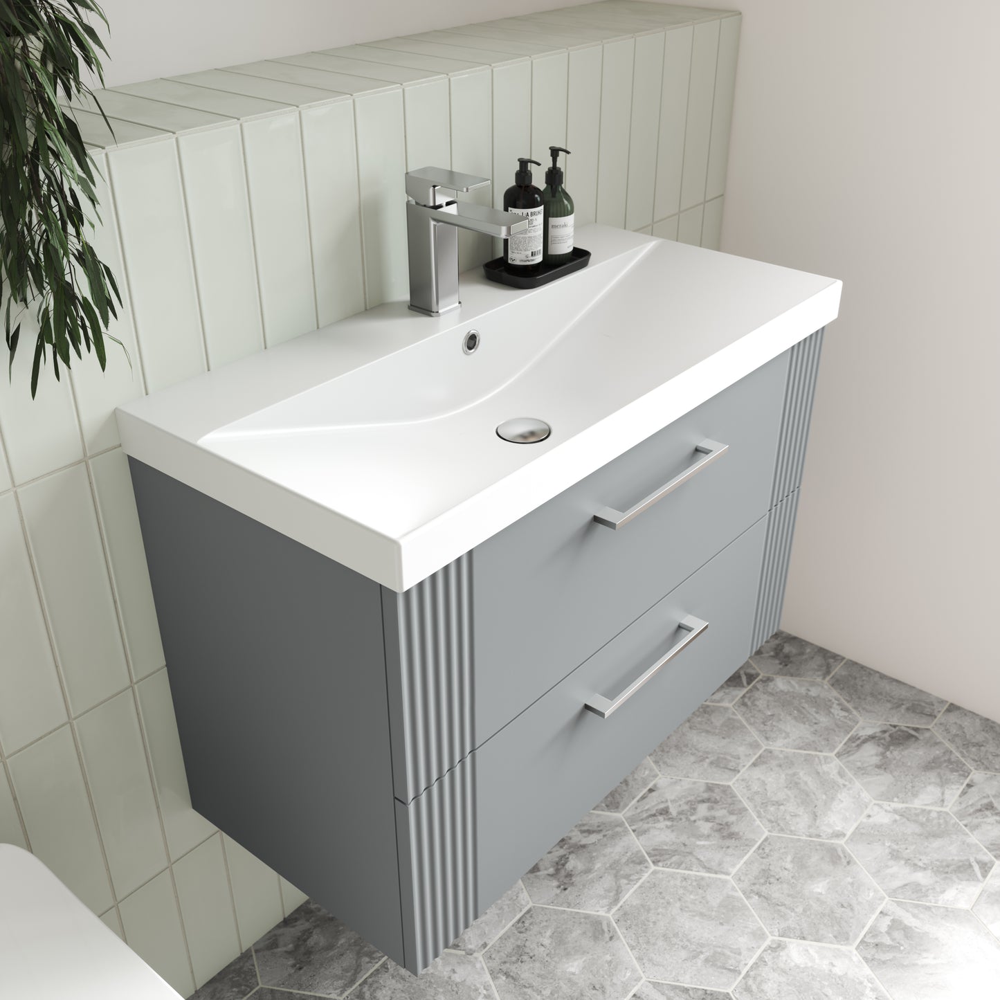 NUIE 600mm Wall Hung 2 Drawer Vanity & Basin 3