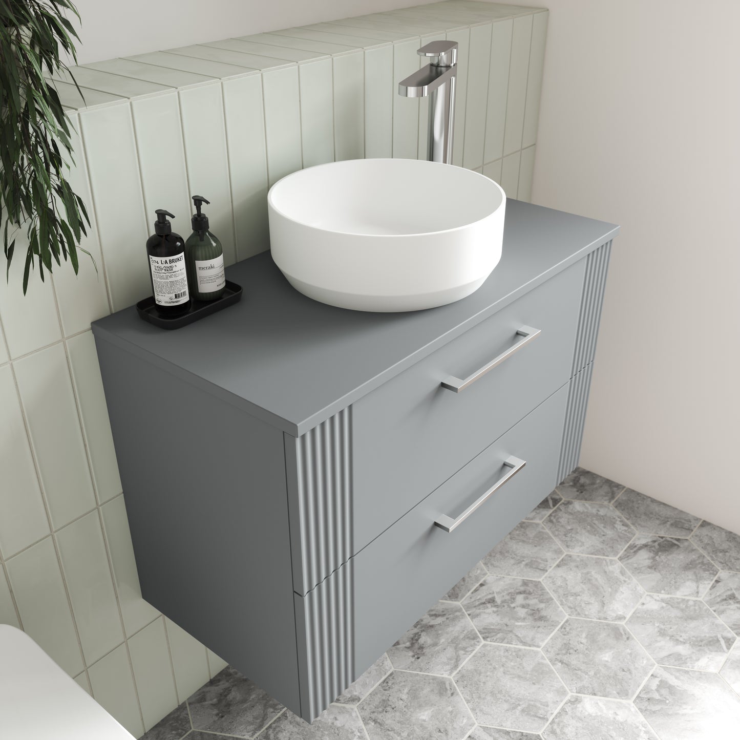 NUIE 600mm Wall Hung Single Drawer Vanity & Worktop