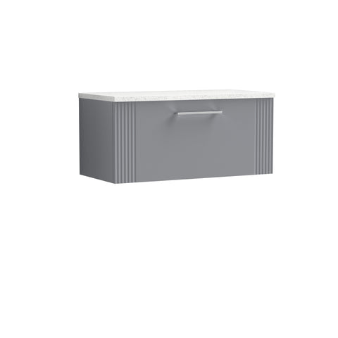 NUIE 800mm Wall Hung Single Drawer Vanity & Laminate Top