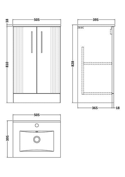 NUIE 500mm Floor Standing 2 Door Vanity & Basin 2